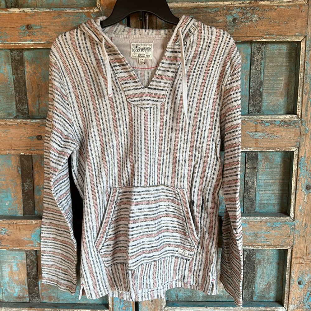 Beautiful woven striped pullover hoodie